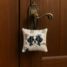 Load image into Gallery viewer, Black and White Japanese Chin Coffee Bar Hanging Square Fabric Ornament 3.5 × 3.5