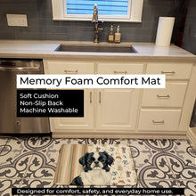 Load image into Gallery viewer, Black and White Japanese Chin Coffee Bar Memory Foam Kitchen Mat