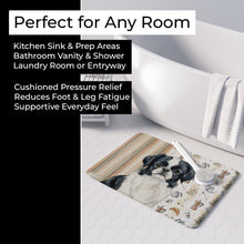 Load image into Gallery viewer, Black and White Japanese Chin Coffee Bar Memory Foam Kitchen Mat