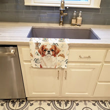 Load image into Gallery viewer, Red and White Japanese Chin Coffee Bar Kitchen Towel
