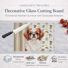 Load image into Gallery viewer, Red and White Japanese Chin Coffee Bar Glass Cutting Board