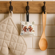 Load image into Gallery viewer, Red and White Japanese Chin Coffee Bar Hanging Square Fabric Ornament 3.5 × 3.5
