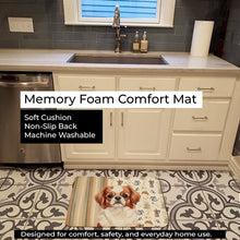Load image into Gallery viewer, Red and White Japanese Chin Coffee Bar Memory Foam Kitchen Mat