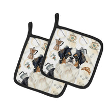 Load image into Gallery viewer, Tricolor Japanese Chin Coffee Bar Pair of Pot Holders