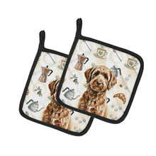 Load image into Gallery viewer, Chocolate Labradoodle Coffee Bar Pair of Pot Holders