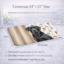 Load image into Gallery viewer, Black Labrador Retriever Coffee Bar Dish Drying Mat