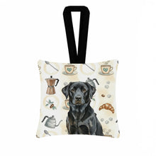 Load image into Gallery viewer, Black Labrador Retriever Coffee Bar Hanging Square Fabric Ornament 3.5 × 3.5