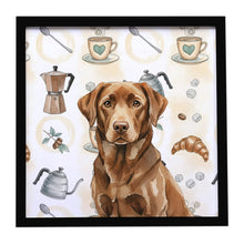 Load image into Gallery viewer, Chocolate Labrador Retriever Coffee Bar Framed Metal Print