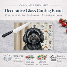 Load image into Gallery viewer, Black Lhasa Apso Coffee Bar Glass Cutting Board