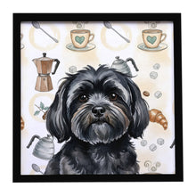 Load image into Gallery viewer, Black Lhasa Apso Coffee Bar Framed Metal Print