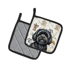 Load image into Gallery viewer, Black Lhasa Apso Coffee Bar Pair of Pot Holders