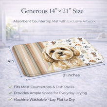 Load image into Gallery viewer, Cream Lhasa Apso Coffee Bar Dish Drying Mat