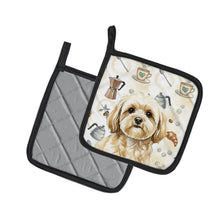 Load image into Gallery viewer, Cream Lhasa Apso Coffee Bar Pair of Pot Holders