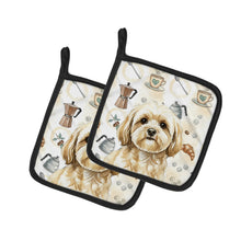 Load image into Gallery viewer, Cream Lhasa Apso Coffee Bar Pair of Pot Holders
