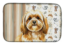 Load image into Gallery viewer, Gold Lhasa Apso Coffee Bar Dish Drying Mat