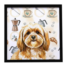 Load image into Gallery viewer, Gold Lhasa Apso Coffee Bar Framed Metal Print