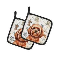 Load image into Gallery viewer, Red Lhasa Apso Coffee Bar Pair of Pot Holders