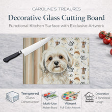 Load image into Gallery viewer, White Lhasa Apso Coffee Bar Glass Cutting Board