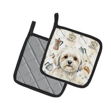 Load image into Gallery viewer, White Lhasa Apso Coffee Bar Pair of Pot Holders