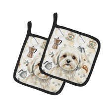 Load image into Gallery viewer, White Lhasa Apso Coffee Bar Pair of Pot Holders