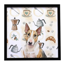 Load image into Gallery viewer, Tricolor Miniature Bull Terrier Coffee Bar Framed Metal Print