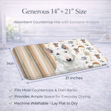Load image into Gallery viewer, White Miniature Bull Terrier Coffee Bar Dish Drying Mat
