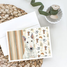 Load image into Gallery viewer, White Miniature Bull Terrier Coffee Bar Greeting Cards Pack of 8