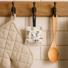 Load image into Gallery viewer, White Miniature Bull Terrier Coffee Bar Hanging Square Fabric Ornament 3.5 × 3.5