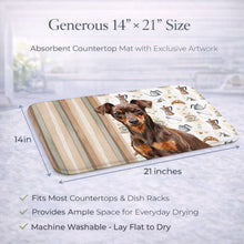 Load image into Gallery viewer, Chocolate and Rust Miniature Pinscher Min Pin Coffee Bar Dish Drying Mat