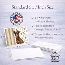 Load image into Gallery viewer, Chocolate and Rust Miniature Pinscher Min Pin Coffee Bar Greeting Cards Pack of 8