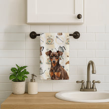 Load image into Gallery viewer, Chocolate and Rust Miniature Pinscher Min Pin Coffee Bar Kitchen Towel