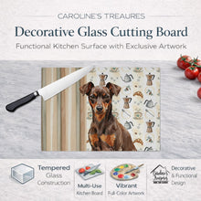 Load image into Gallery viewer, Chocolate and Rust Miniature Pinscher Min Pin Coffee Bar Glass Cutting Board