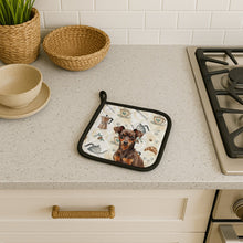Load image into Gallery viewer, Chocolate and Rust Miniature Pinscher Min Pin Coffee Bar Pair of Pot Holders