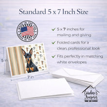 Load image into Gallery viewer, Black and Tan Miniature Pinscher Coffee Bar Greeting Cards Pack of 8