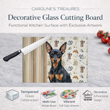 Load image into Gallery viewer, Black and Tan Miniature Pinscher Coffee Bar Glass Cutting Board