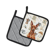Load image into Gallery viewer, Red Miniature Pinscher Min Pin Coffee Bar Pair of Pot Holders