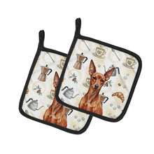Load image into Gallery viewer, Red Miniature Pinscher Min Pin Coffee Bar Pair of Pot Holders