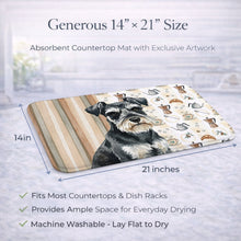 Load image into Gallery viewer, Black &amp; Silver Miniature Schnauzer Coffee Bar Dish Drying Mat