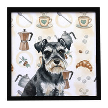 Load image into Gallery viewer, Black &amp; Silver Miniature Schnauzer Coffee Bar Framed Metal Print