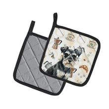 Load image into Gallery viewer, Black &amp; Silver Miniature Schnauzer Coffee Bar Pair of Pot Holders