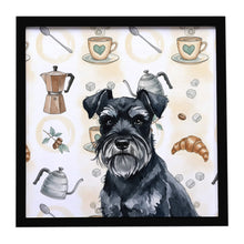 Load image into Gallery viewer, Black Miniature Schnauzer Coffee Bar Framed Metal Print