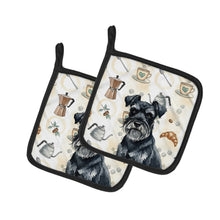 Load image into Gallery viewer, Black Miniature Schnauzer Coffee Bar Pair of Pot Holders