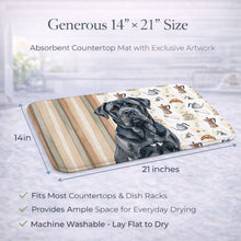 Load image into Gallery viewer, Black Neapolitan Mastiff Coffee Bar Dish Drying Mat