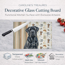 Load image into Gallery viewer, Black Neapolitan Mastiff Coffee Bar Glass Cutting Board