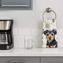 Load image into Gallery viewer, Black and Tan Norfolk Terrier Coffee Bar Kitchen Towel
