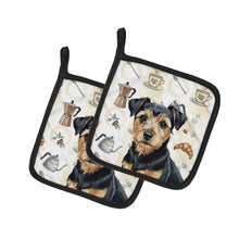 Load image into Gallery viewer, Black and Tan Norfolk Terrier Coffee Bar Pair of Pot Holders