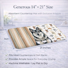 Load image into Gallery viewer, Norwegian Elkhound Coffee Bar Dish Drying Mat