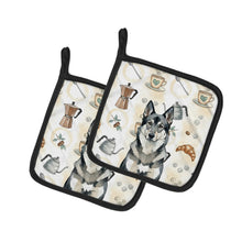 Load image into Gallery viewer, Norwegian Elkhound Coffee Bar Pair of Pot Holders