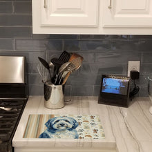 Load image into Gallery viewer, Blue and White Old English Sheepdog Coffee Bar Glass Cutting Board