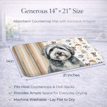 Load image into Gallery viewer, Gray and White Old English Sheepdog Coffee Bar Dish Drying Mat